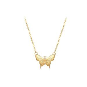 Silver Star Butterfly Pendant Necklace Elegant Minimal Chic Hypoallergenic